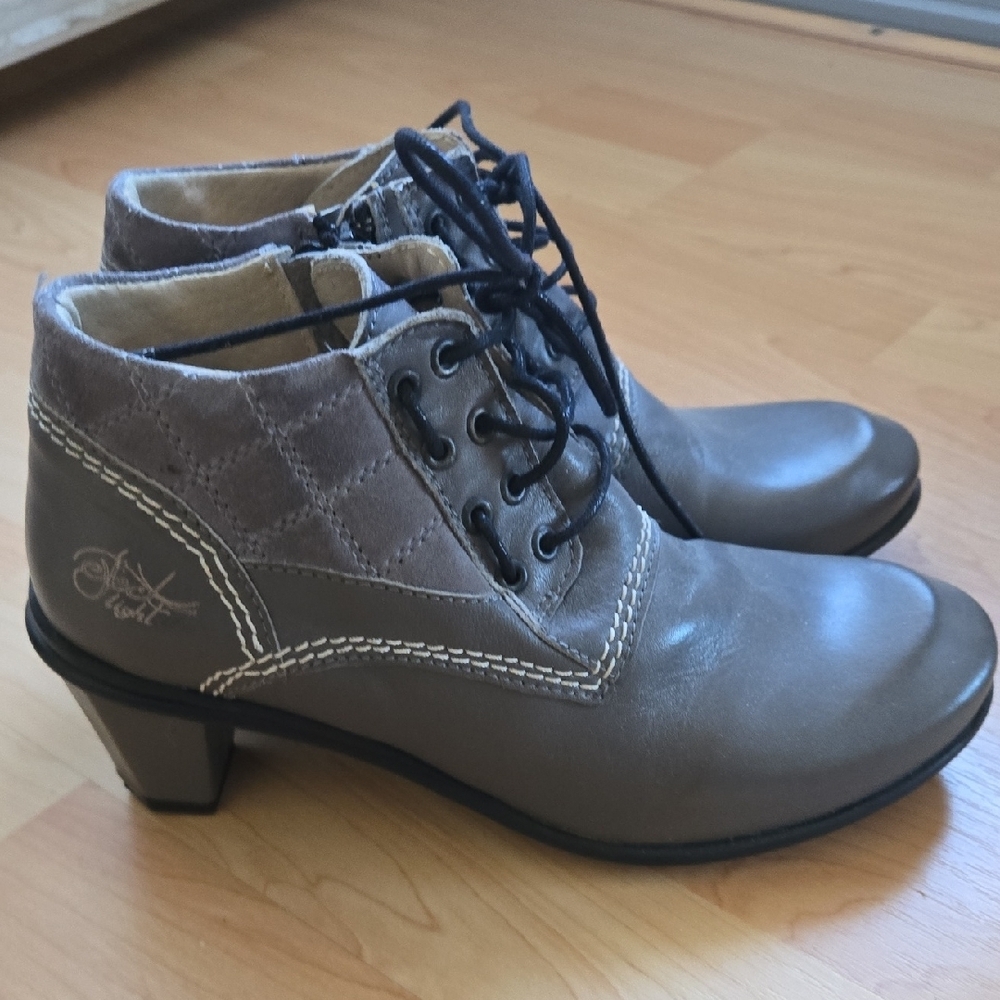 Elegant Gray Lace-Up Boots for Women, 36, Like New, Made In Portugal - Picture 3 of 7